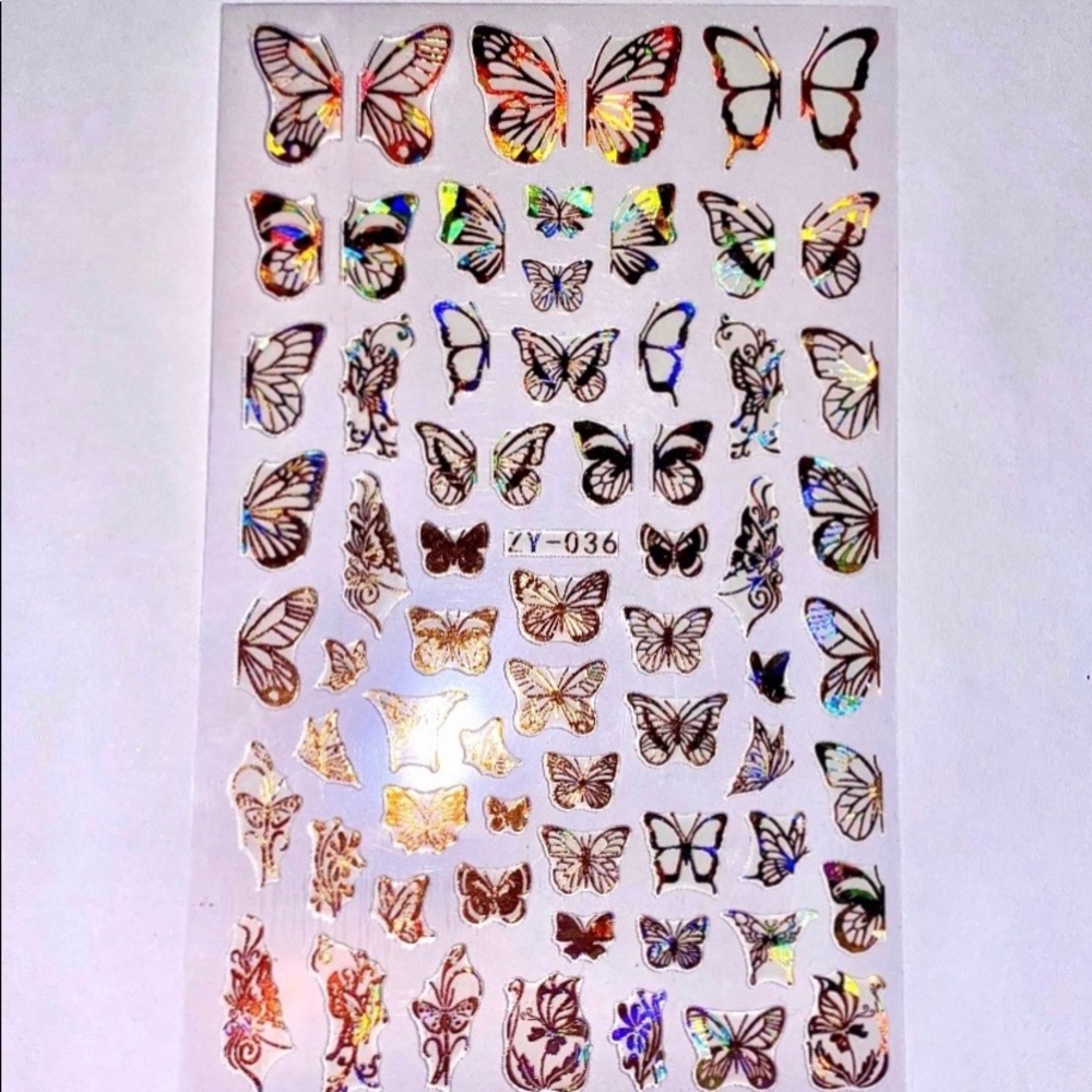 Gold/silver butterfly nail stickers